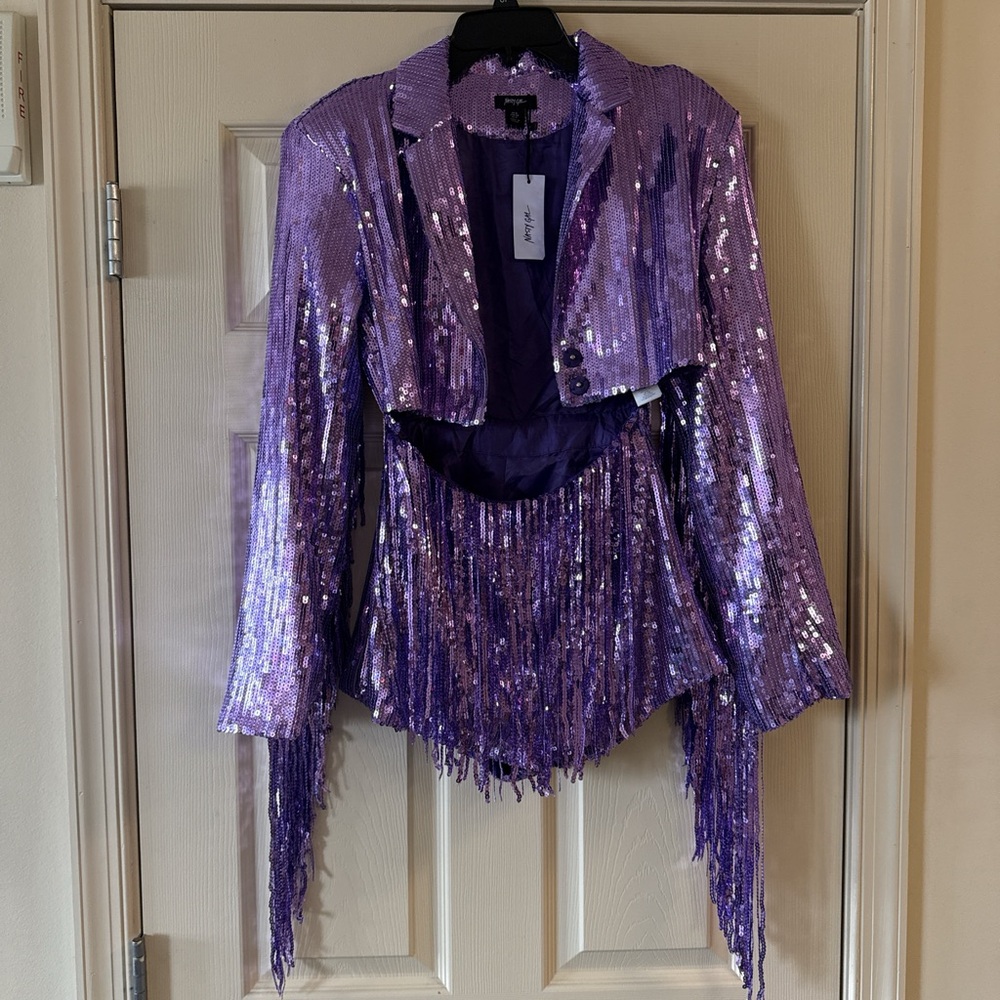Sequin Purple Jacket Romper - Picture 2 of 6